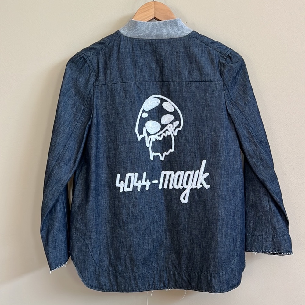 Tim Coppens Embroidered Collared Denim Bomber Style Jacket